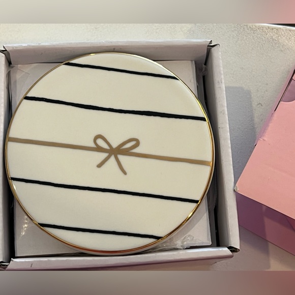 Kate Spade x Lenox Charmed Life Coasters Gold Black White Trendy Wedding Gift - Picture 3 of 7